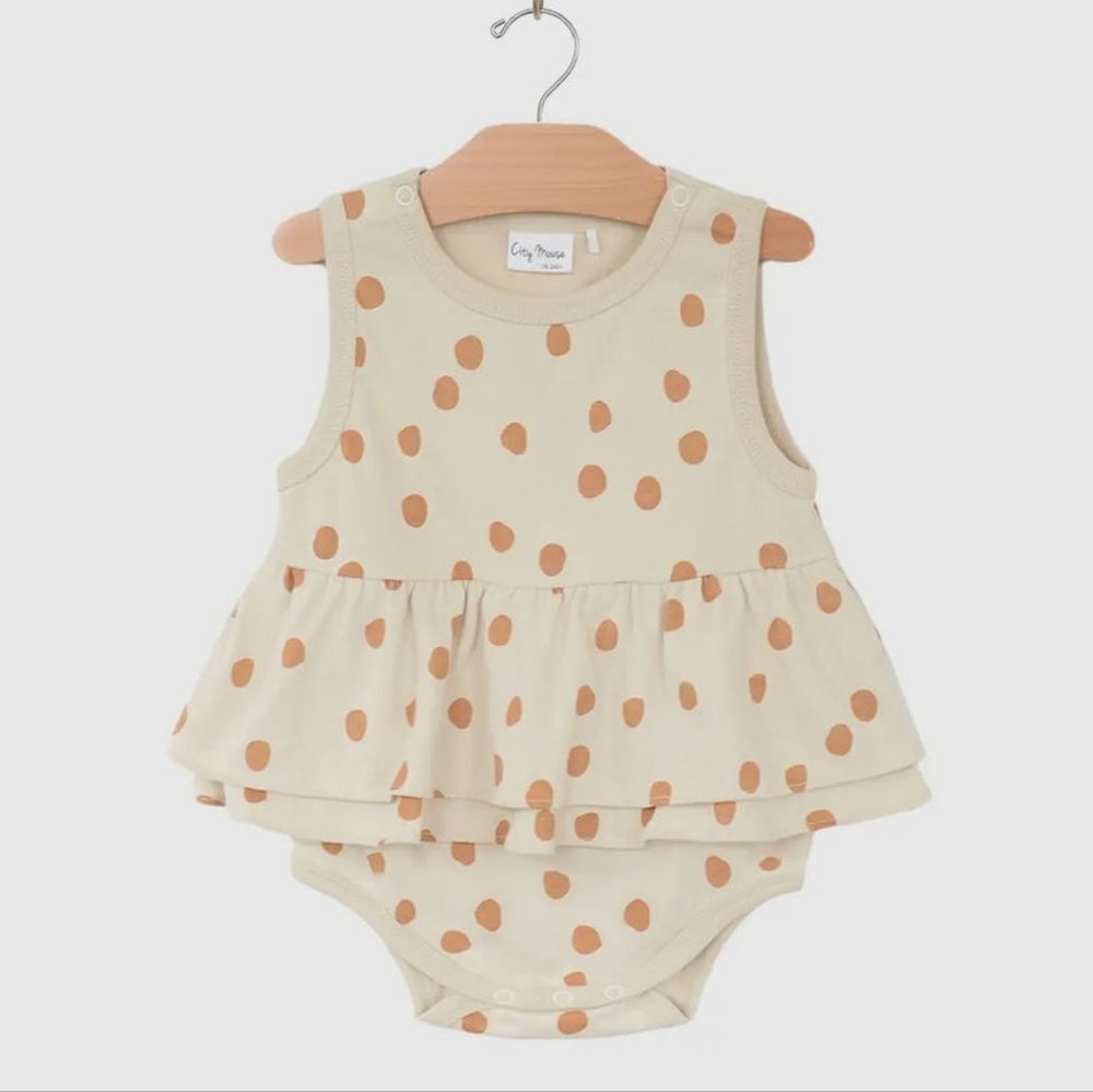City Mouse | Studio Skirted Tank Bodysuit- Saffron Dots